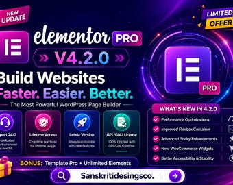 Elementor Pro Versión 4.2.0 / Actualizaciones ilimitadas / Sitios web ilimitados / Acceso de por vida