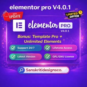 Elementor Pro Versión 4.0.1 / Actualizaciones ilimitadas / Sitios web ilimitados / Acceso de por vida