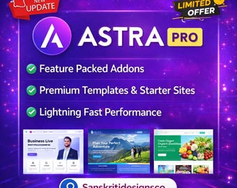 Astra Pro Lifetime License | Unlimited Websites | 300+ Website Templates, Lifetime Updates (Download)