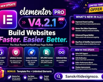 Elementor Pro Version 4.2.1 / Unlimited Updates / Unlimited Websites / Lifetime Access