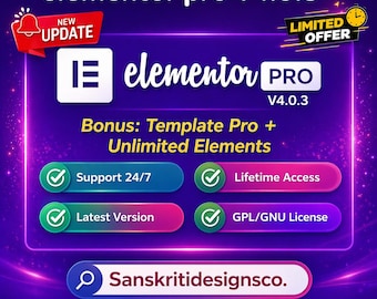 Elementor Pro Versión 4.0.3 / Actualizaciones ilimitadas / Sitios web ilimitados / Acceso de por vida