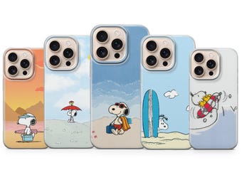 Snoopy Beach Handyhülle | Niedliche Cartoon-Hund iPhone Hülle | Ästhetischer Peanuts Charakter Fall | Geschenk für Snoopy Liebhaber