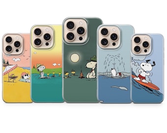 Sommer Snoopy Handyhülle | Niedliche Snoopy iPhone Hülle | Erdnuss Cartoon Hund Strand Handyhülle | Ästhetische Sommer Handyhülle