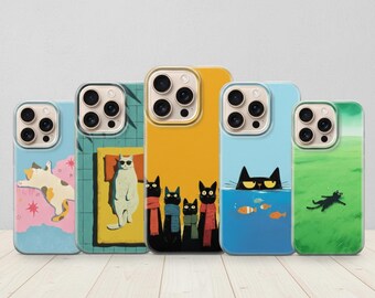 Süße Katzen Handyhülle, süße Katzenliebhaber iPhone Hülle, für Iphone 17 Pro Max, Samsung Galaxy S25 S26, Pixel 10,9A, 8
