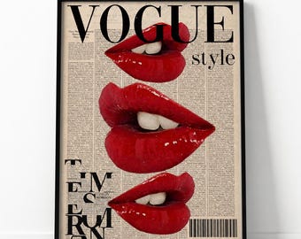 Vogue Lips Poster | Vintage Fashion Wall Art