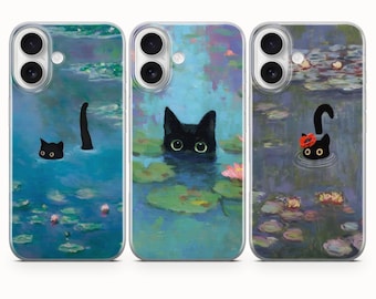 Black Cat Art Phone Case, TPU Gel Cover