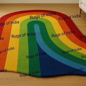 Hand-Tufted Wool Rainbow Rug - Rugs of India - Playful Home Decor