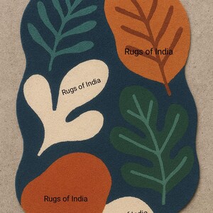 Organic Abstract Wave Wool Rug: Hand-Tufted Botanical Design