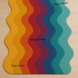 Rainbow Wave Wool Rug: Hand-Tufted Spectrum Area Rug