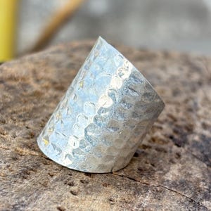 Hammered Sterling Silver Wide Band Ring: Unisex Artisan Jewelry
