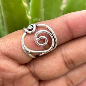 Handmade Sterling Silver Spiral Ring: Open Swirl Boho Jewelry