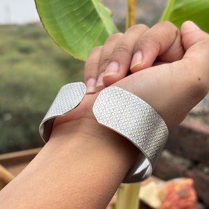Handcrafted Textured Silver-Tone Cuff Bracelet | Adjustable Statement Jewelry for Women | Boho Tribal Inspired Wristwear