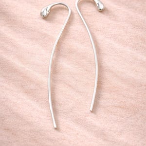 Minimalist Sterling Silver Threader Earrings, Modern Curved Hook