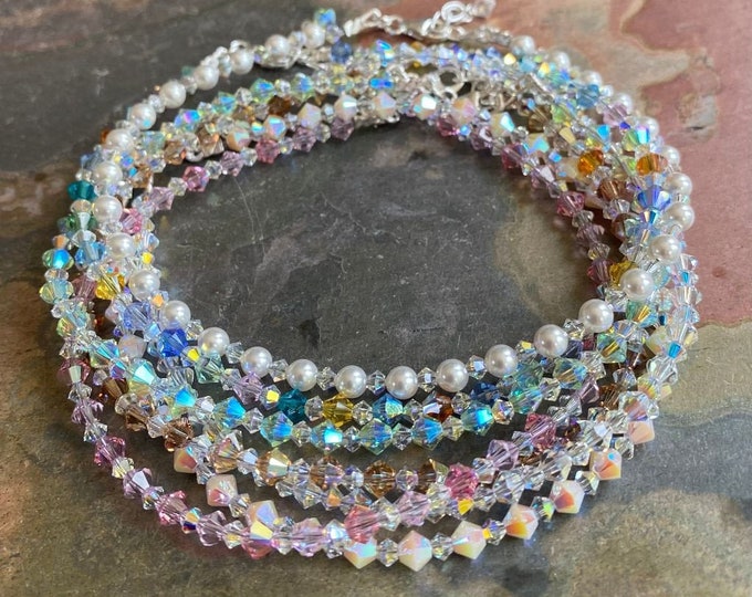 Swarovski Crystal Anklet/Bracelet, Swarovski Crystal Bracelets in  Sterling Silver, Crystal Bracelet, Crystal Anklets, Bridal Bracelet