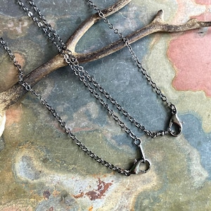 Black Gunmetal Cable Chain Necklace: Soldered Brass Pendant Chain