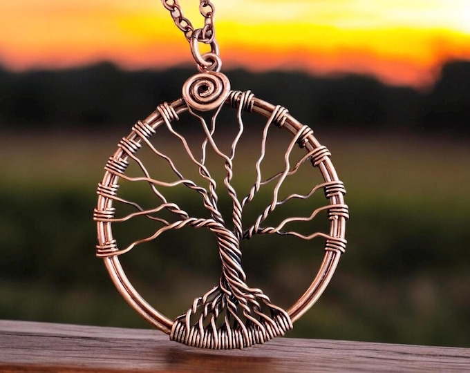 Tree of Life Necklace in Antiqued Copper,Tree of Life Copper Pendant Necklace,Wire Wrapped Tree of Life Earrings,Tree of Life Jewelry