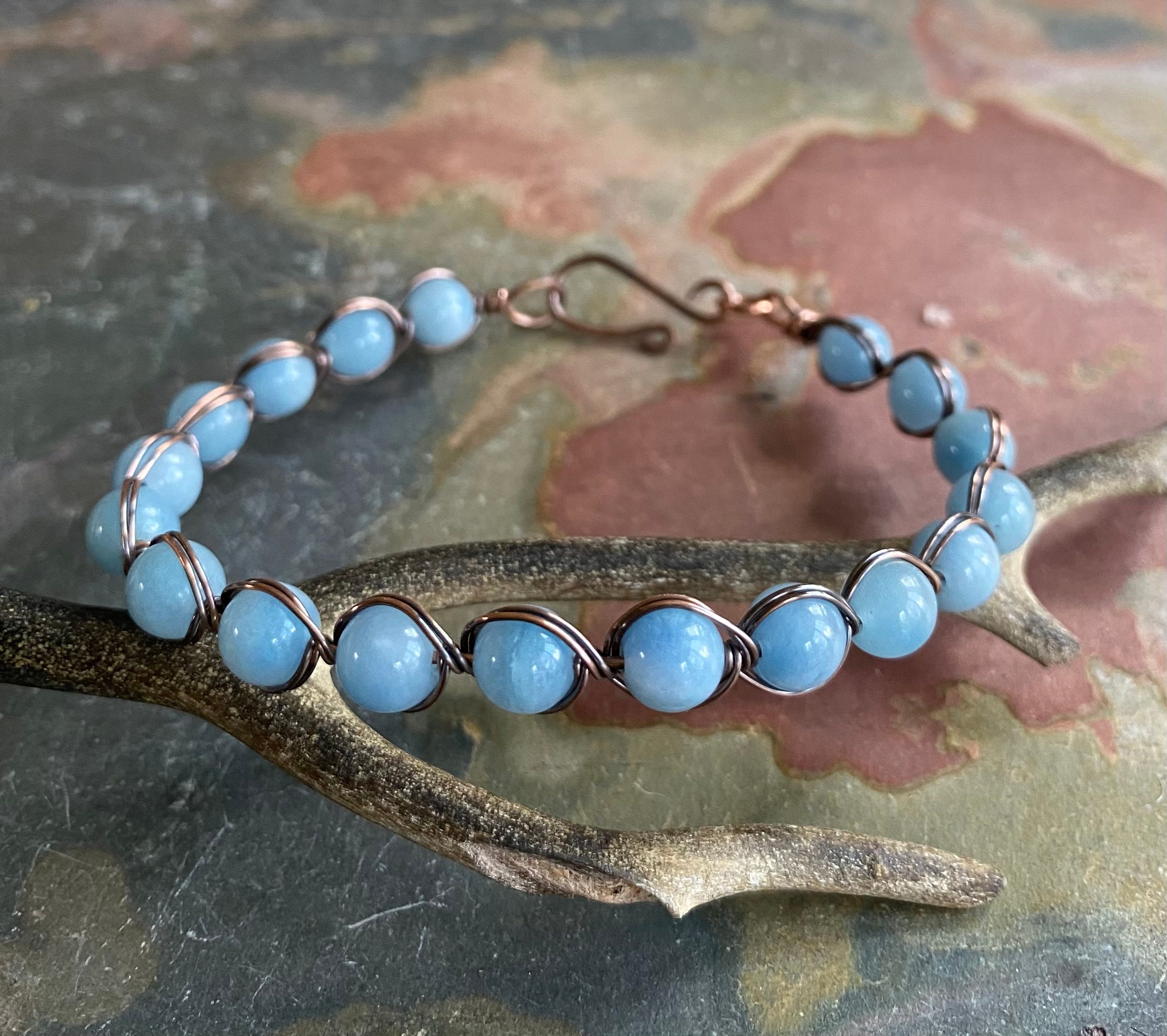 Amazon.com: Aquamarine Bracelet for Women Men's Gifts - Protection Healing  Crystal Bracelet - 8mm Gemstone Beaded Adjustable Bracelet Pulseras Para  Hombres Mujer Stocking Stuffers : Handmade Products