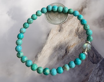 Natural Turquoise Bracelet,Turquoise Labradorite Stretch Bracelet,December Birthstone Bracelet,Yoga Bracelet, Healing gemstone Bracelet