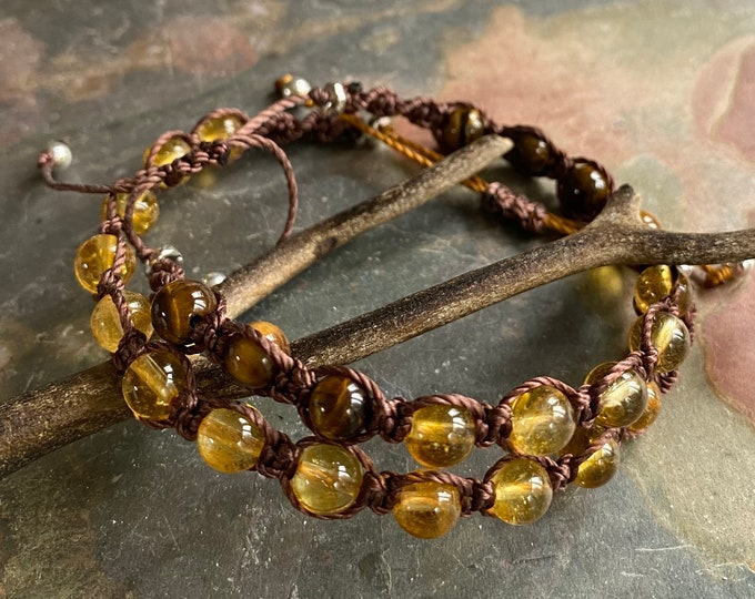 Citrine Bracelet, Citrine Macrame Bracelet, Healing Gemstone Bracelet November Birthstone Bracelet, Stacking Bracelet, Macrame Boho Bracelet