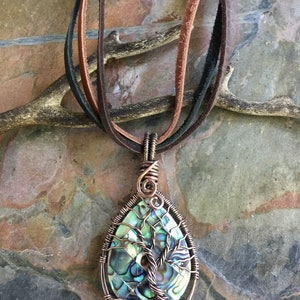 Abalone Necklace, Abalone Tree of Life Necklace in Antiqued Copper,Abalone Tree Necklace, Holiday gift, Paua Shell Necklace, Abalone image 5