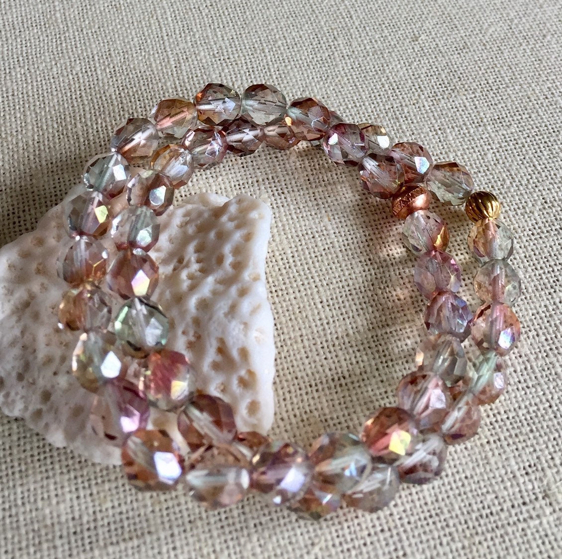 Rose Quartz Bracelet ,Pink Rose Quartz Gold filled & Sterling