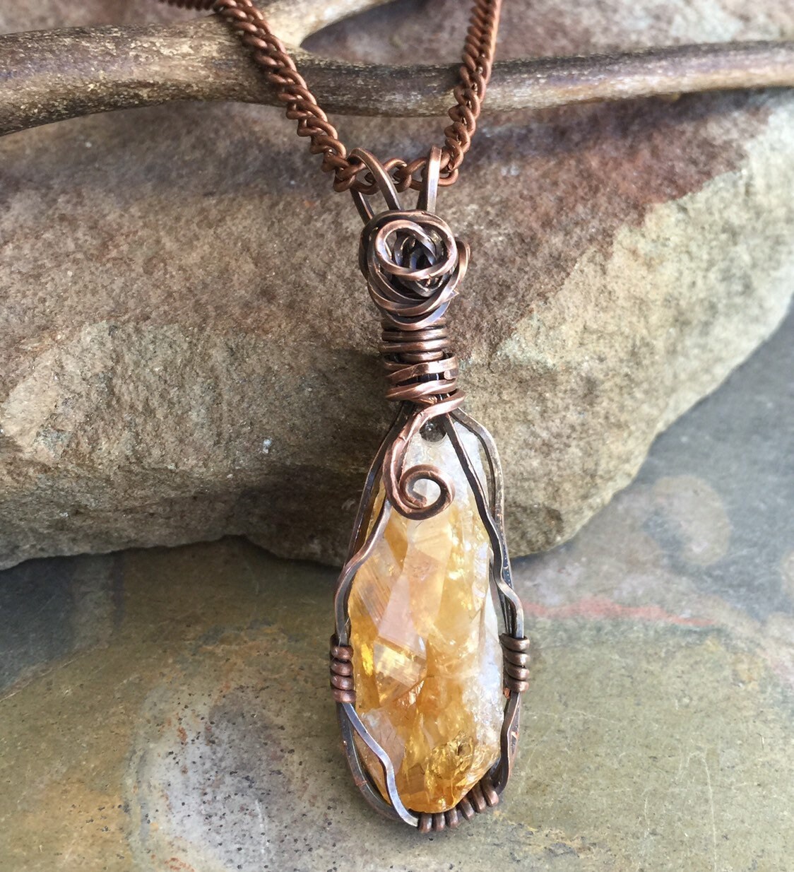 Natural citrine crystal necklace Clearance