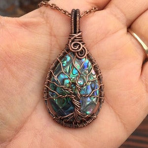 Abalone Necklace, Abalone Tree of Life  Necklace in Antiqued Copper,Abalone Tree Necklace, Holiday gift, Paua Shell Necklace, Abalone