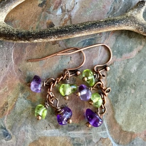 Wired Amethyst/Peridot Bracelet/Anklet or Necklace,Linked Wired Amethyst / Peridot Necklace February and August Birthstone Bracelet/Necklace image 6