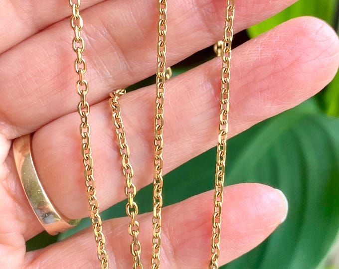 SOLDERED/CLOSED 18 kt Gold plated Chain, Gold plated Cable Necklace Chain, Choose the Length and Style, Chain for the Pendant Necklace.