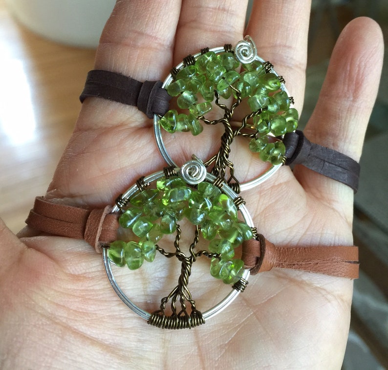 Tree of Life Bracelet in Leather,Peridot Tree of Life Bracelet Peridot Leather Bracelet, August Birthstone Tree of Life Bracelet image 6