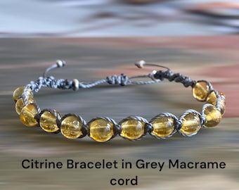 Father's Day Citrine Bracelet, Healing Gemstone Jewelry, Dad's Bracelet, Unisex Gift