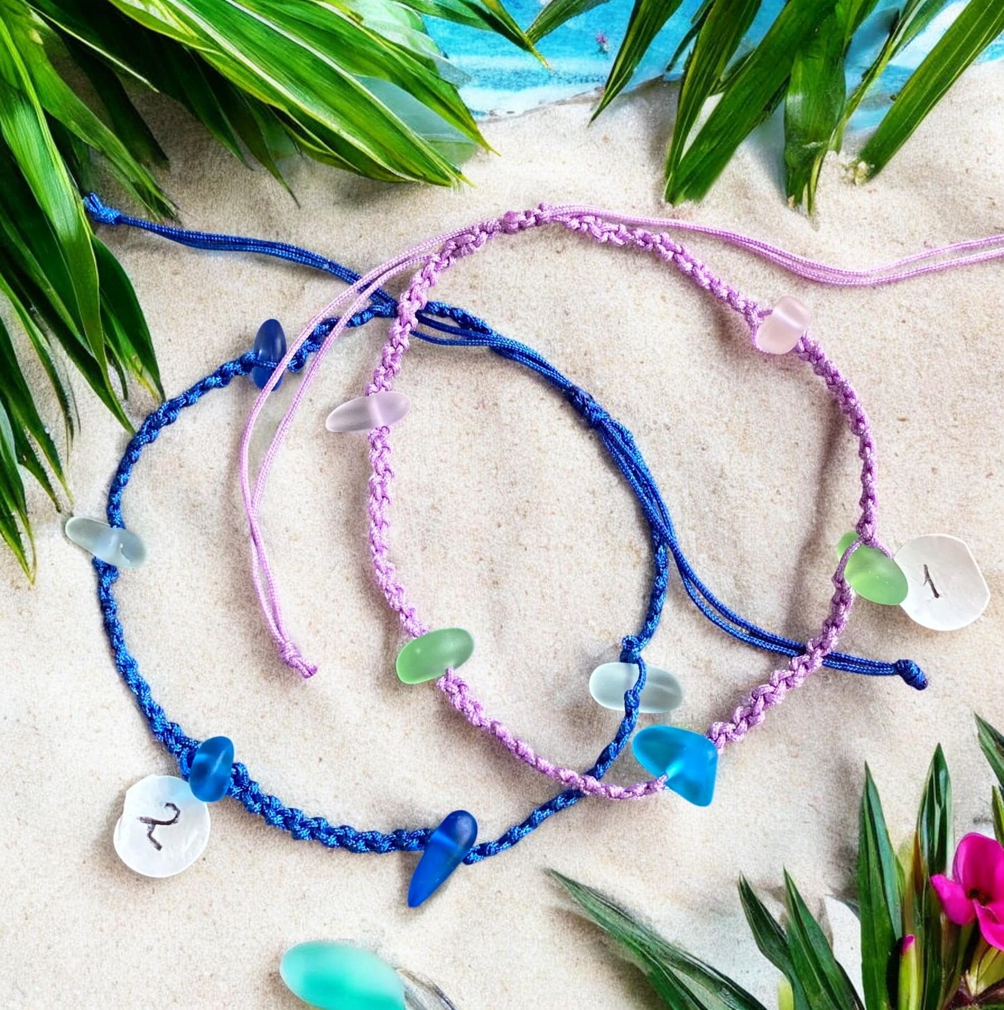 Sea glass anklet bracelet deals