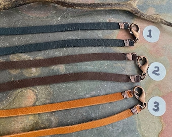 5 mm (3/16") Deerskin Lace Leather in Copper, Wire Wrapped Deerskin Lace, Black, Brown and Tan pendant cord, Necklace cord