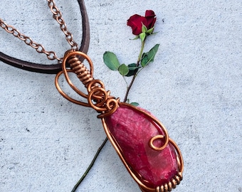 July birthstone Necklace, Ruby Necklace,Wire Wrapped Ruby Necklace  Copper,Genuine Ruby Necklace,Ruby Necklace, Ruby Jewelry, Red Necklace