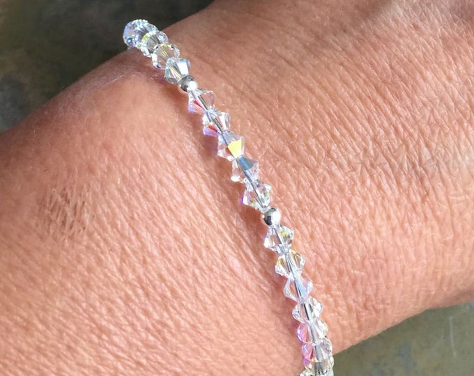 Crystal Anklet/Bracelet,Wedding/Bridal Crystal Anklet /Bracelet in Sterling Silver, Swarovski Crystal Bracelet, Bridesmaid Crystal Bracelet