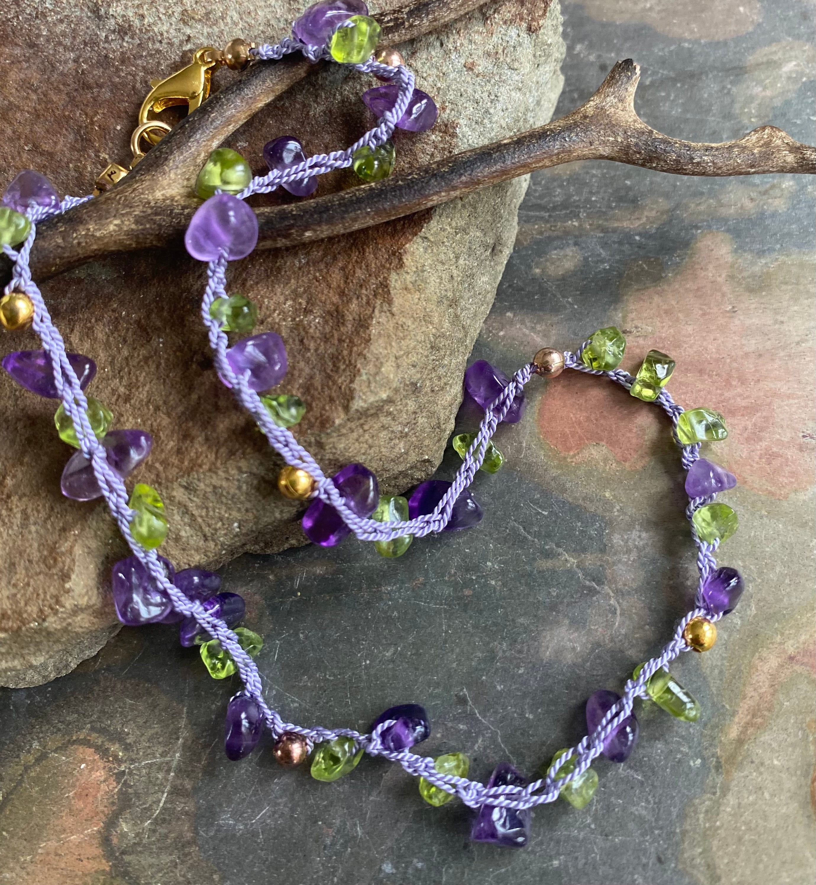 Amethyst Crystal Bracelet Stretch | Beaded – Moon Dance Charms