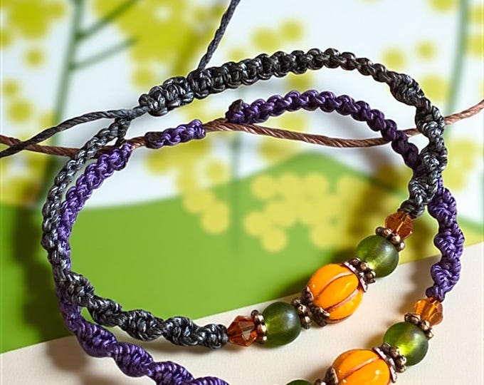 Pumpkin Bracelet, Halloween Bracelet, Fall/Autumn Harvest Jewelry,Halloween Bracelet, Autumn/Fall Macrame Bracelet, Pumpkin Bracelet Macrame