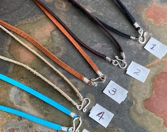 Deerskin Leather Lace Necklace: Sterling Silver S Hook Clasp, USA Made
