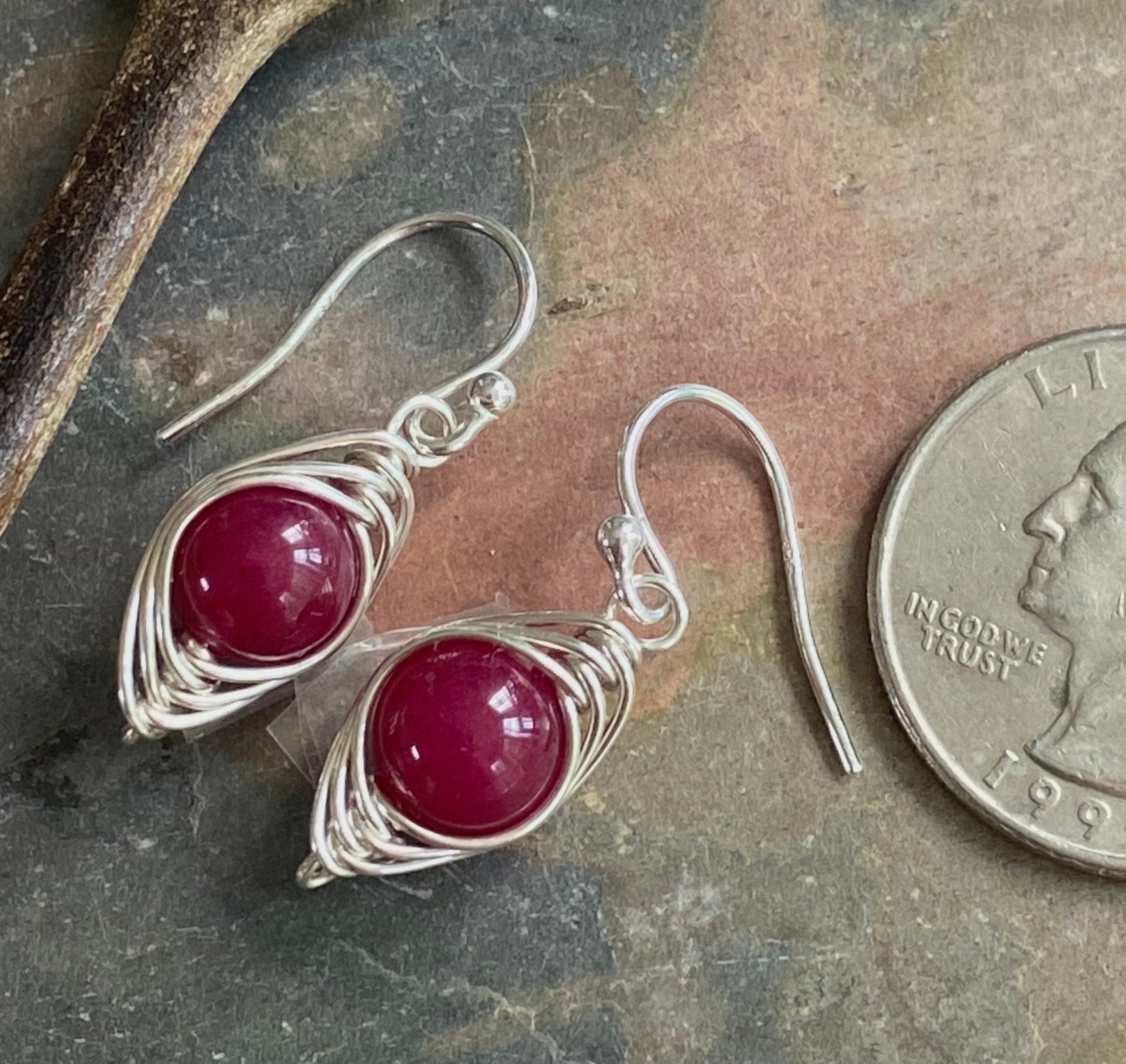 Ruby 925 Sterling Silver Nickel-Free Statement Earrings July Birthstone  Handmade — Discovered