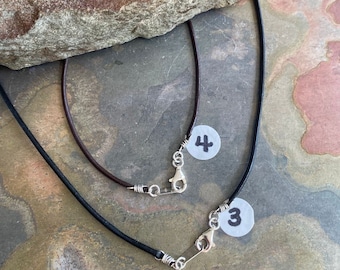 Leather Cord for Pendant, High Quality 1.5 to 1.8 mm Leather Cord in Sterling Silver Clasp, Custom Leather Necklace. Black, Brown Leather