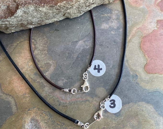 Leather Cord for Pendant, High Quality 1.5 to 1.8 mm Leather Cord in Sterling Silver Clasp, Custom Leather Necklace. Black, Brown Leather