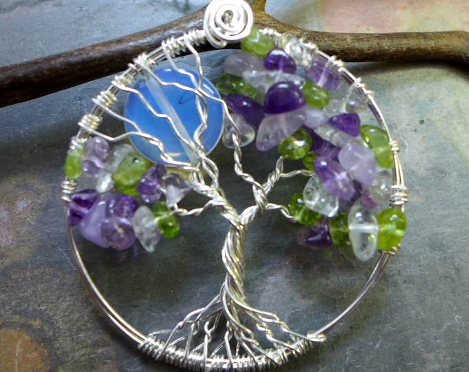 Family Birthstone Tree of Life Pendant /Custom/Personalized Moon Tree of Life Pendant with Birthstones Pendant, Birthday Gift