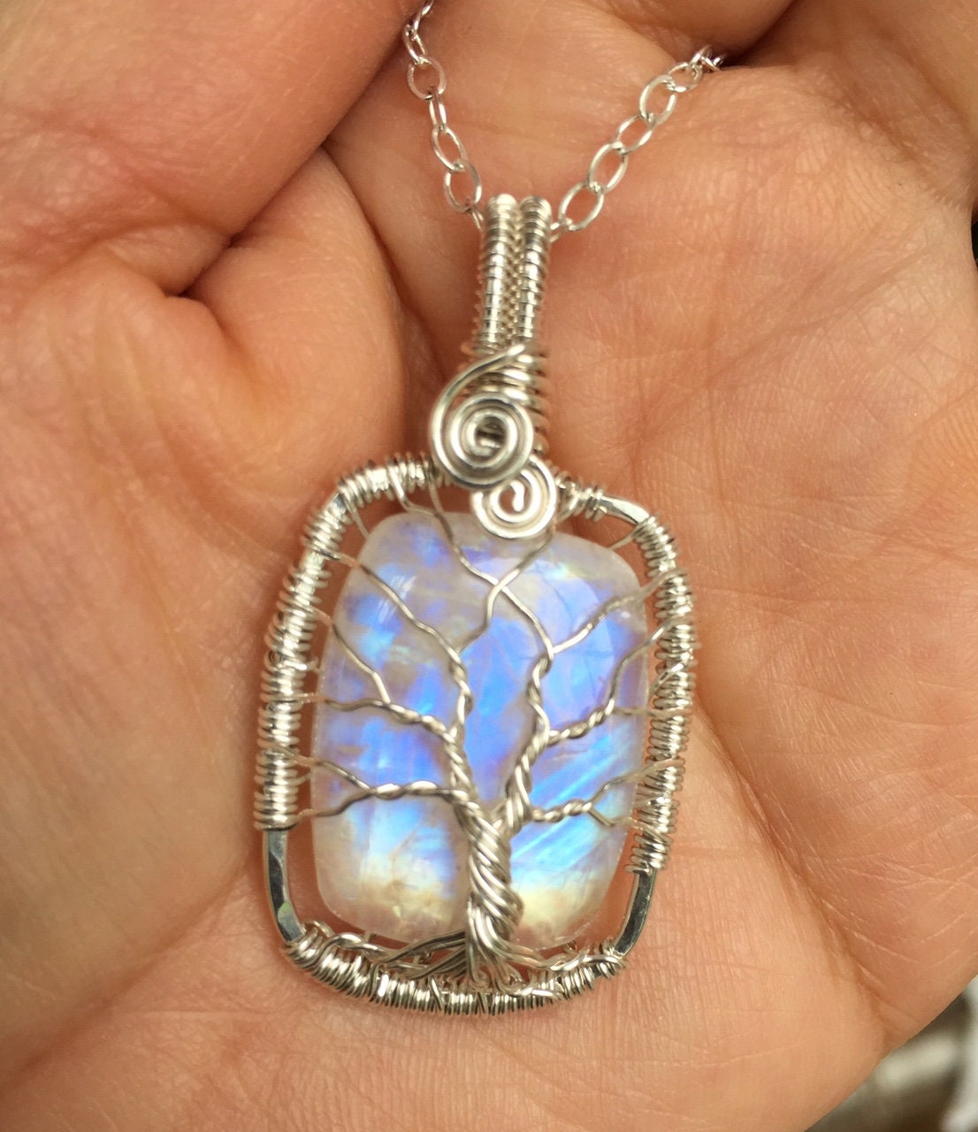 Rose Gold Moonstone Tree of Life Pendant June Birthstone Copper Silver, Bronze Gold Tree of Life Pendant June Tree of Life Pendant
