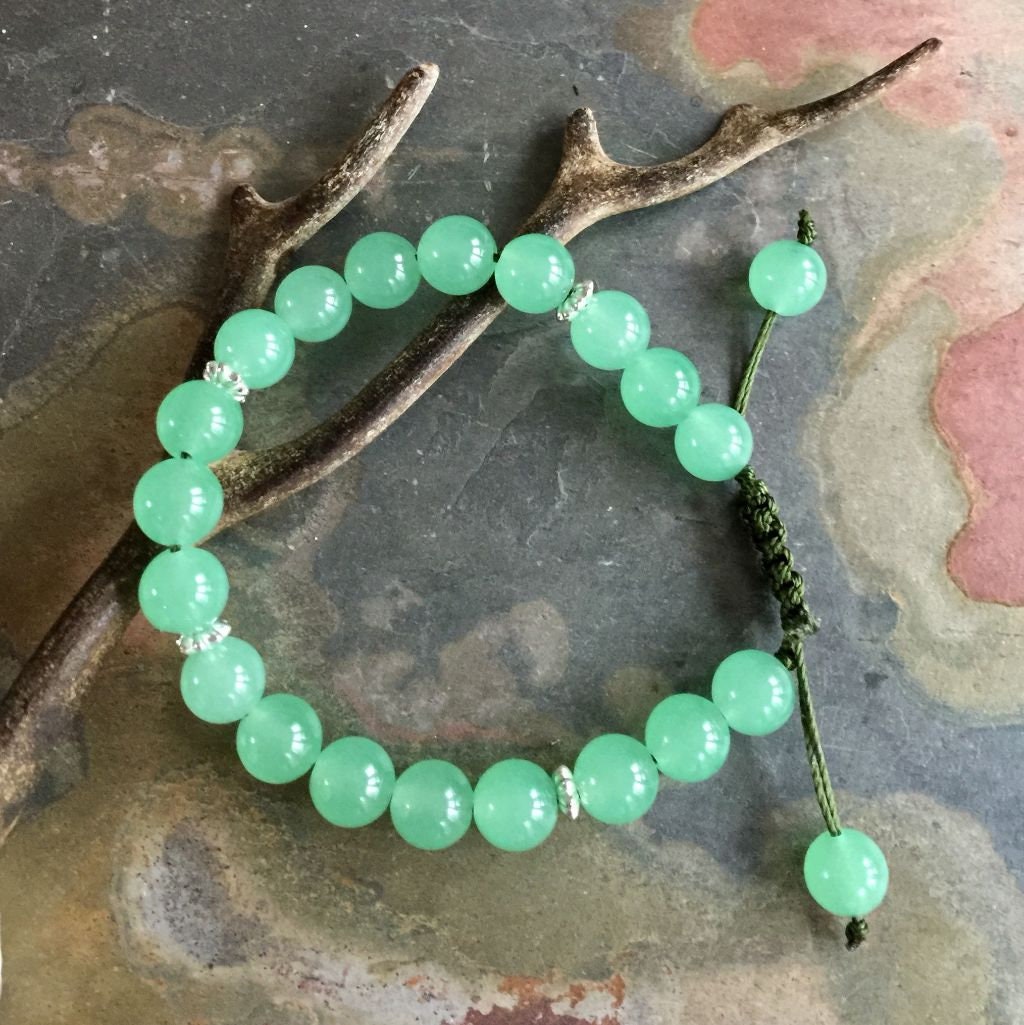 Jade Bracelet, Green Jade Jadeite Macrame bracelet, Jade gemstone