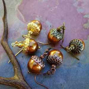 Acorn Dangling Earrings ONLY, Fall/Autumn Earrings, Copper Earrings, Acorn Jewelry, Fall/Wedding Jewelry
