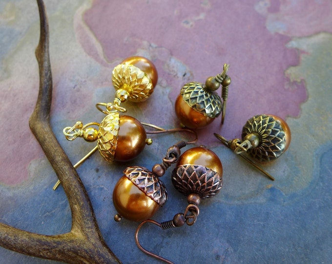 Acorn Dangling Earrings ONLY, Fall/Autumn Earrings, Copper Earrings, Acorn Jewelry, Fall/Wedding Jewelry