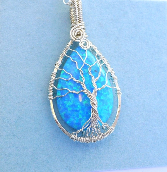 Red Opal Necklace,Opal Silver Pendant October Birthstone,Opal Tree of Life Necklace in Fine Silver Opal Gift for her,Opal Opal Necklace