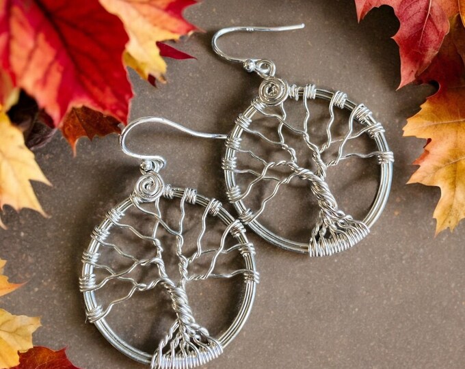 Sterling Silver Tree of Life Earrings, Leafless Tree Earrings,Wire Wrapped Tree of Life Earrings, ,Tree of Life Jewelry, Silver Earrings