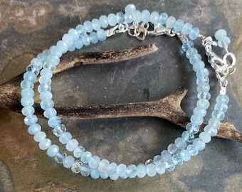 A+++ light Blue Aquamarine Bracelet, Aquamarine Bracelet in Sterling Silver,March Birthstone Bracelet, Aquamarine Bracelet