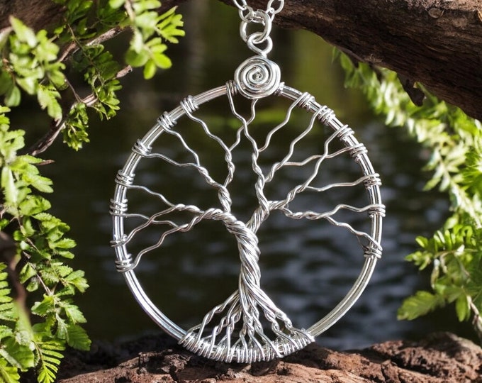 Leafless Tree of Life Necklace .925 Sterling Silver,Tree of Life Necklace, Necklace, Wire Wrapped Tree of Life Necklace, mystic Moon Tree